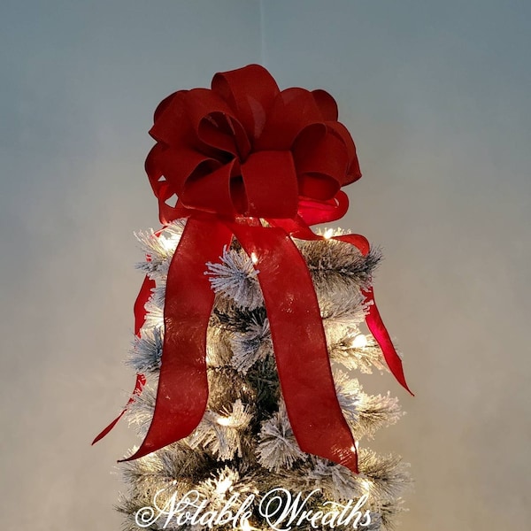 Large Red Christmas Tree Topper Bow: Holiday Mailbox Decor