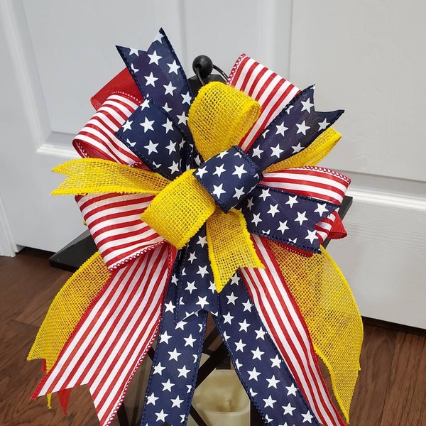 Deployment bow, Deployment ribbon, patriotic bow, yellow support our troops bow, deployment gifts