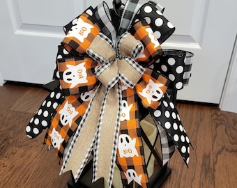 Halloween ghost bow, Halloween lantern bow, Halloween wreath bow