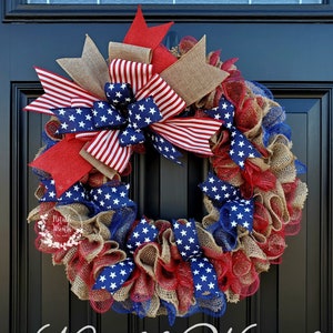 Patriotic wreath for front door, Fourth of July wreath for front door, Patriotic wreath, Americana wreath, American flag wreath, double door
