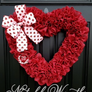 Red Burlap Heart Wreath: Rustic Valentine's Day Decor