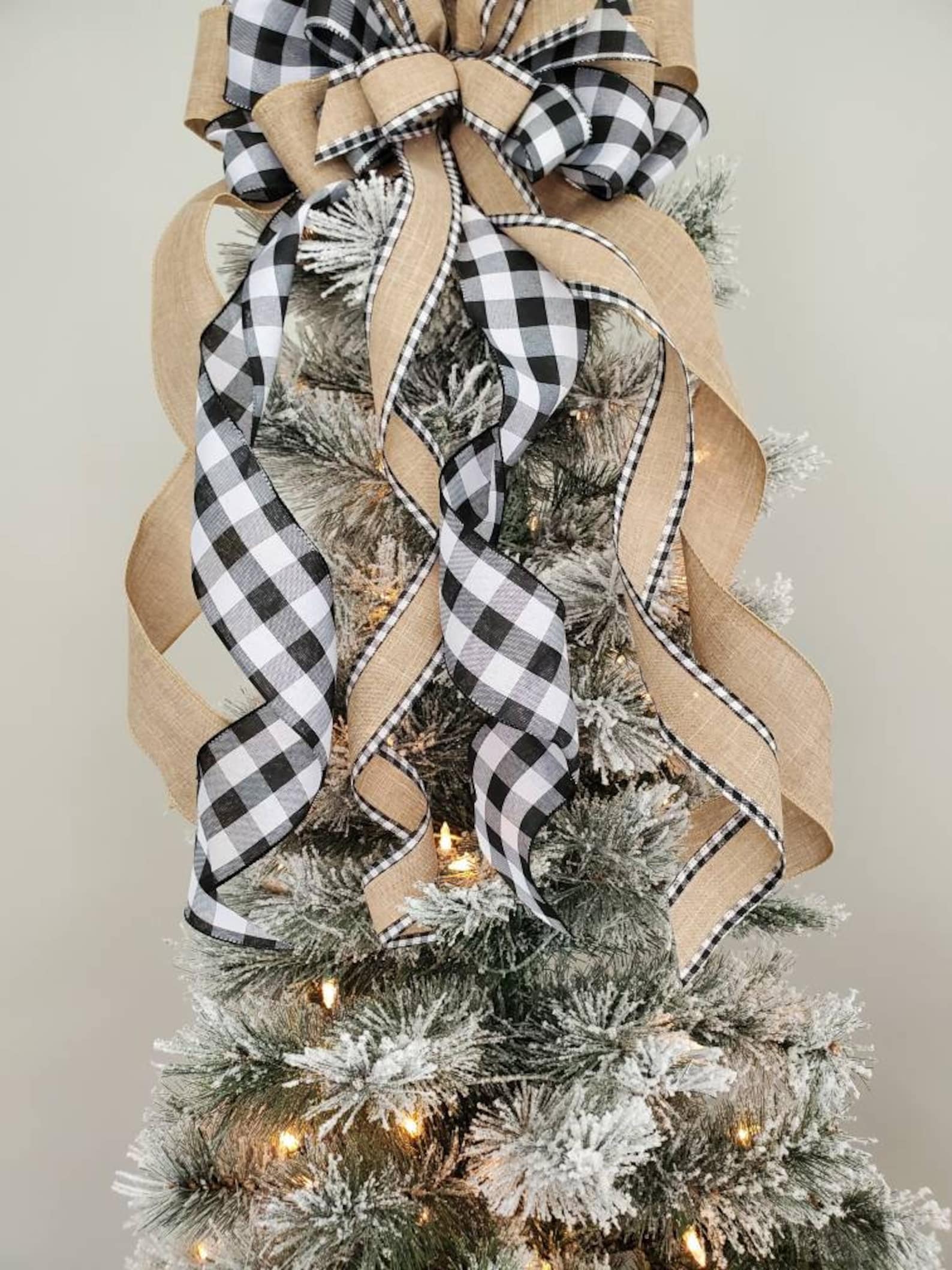 Farmhouse Christmas Tree Topper Bow Buffalo Tree Topper Bow Etsy