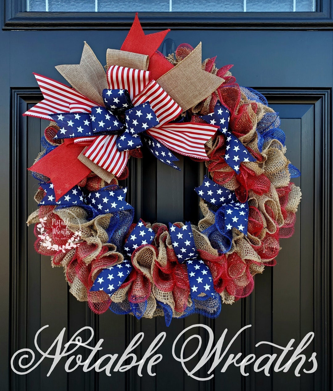 Patriotic Wreath for Front Door, Fourth of July Wreath for Front Door ...