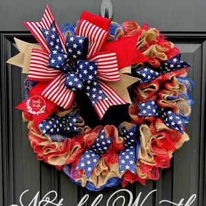 Patriotic wreath for front door, Fourth of July wreath for front double door, Patriotic wreath, Americana wreath, American flag wreath