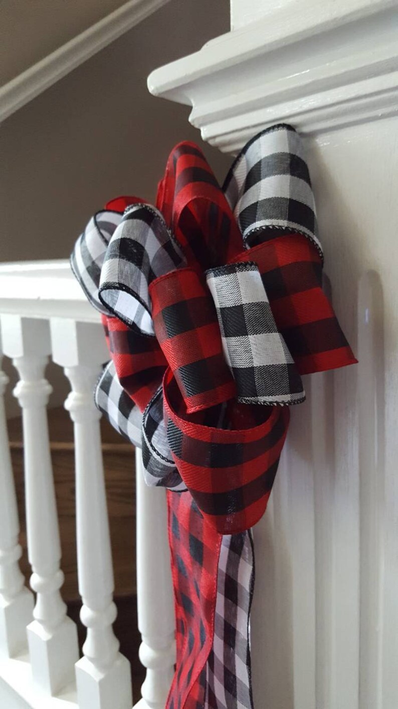 Rustic tree topper bow plaid tree topper bow farmhouse Etsy