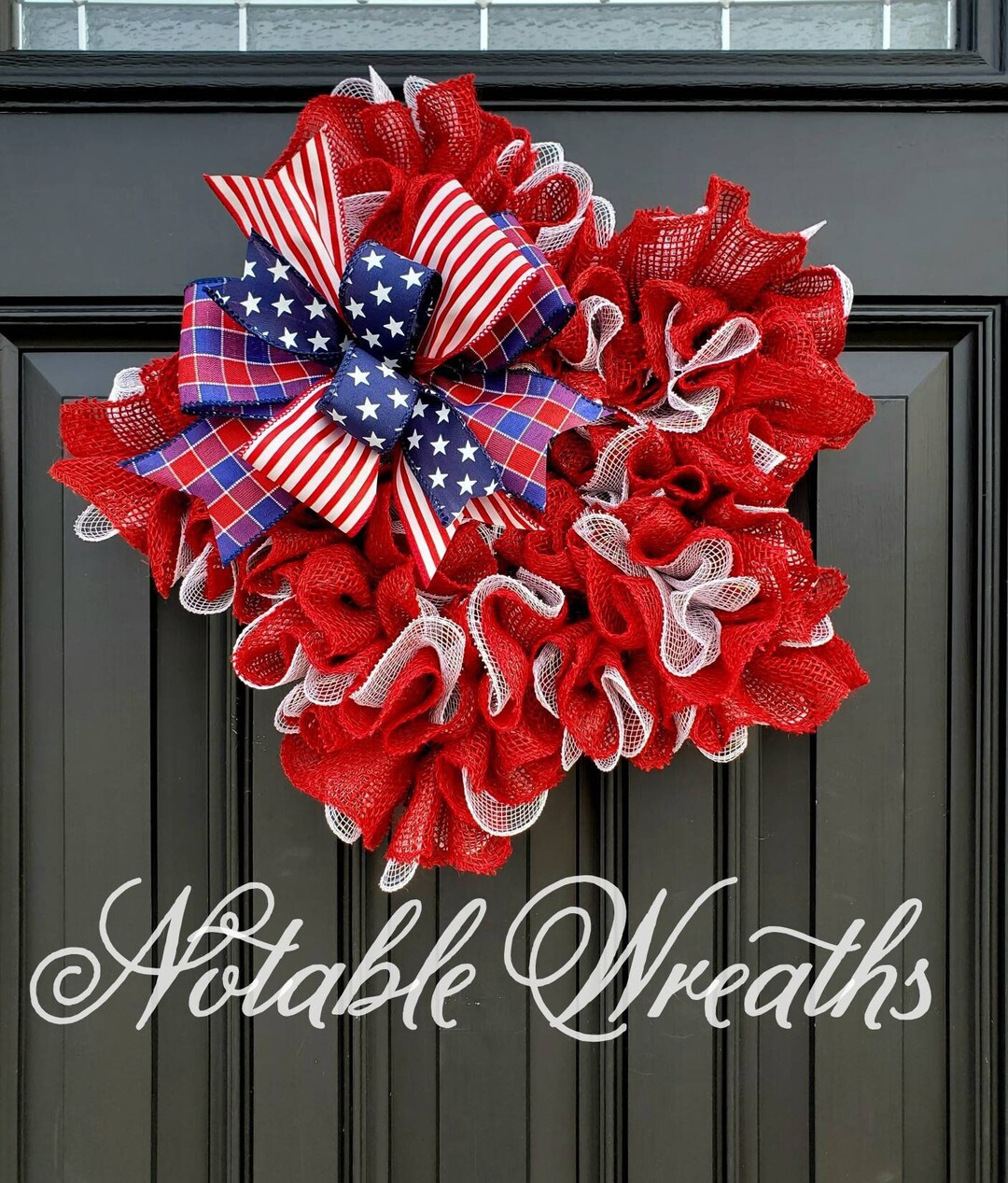 Patriotic Star Wreath: Red White Blue Deco Mesh, 4th of July Decor (15 ...
