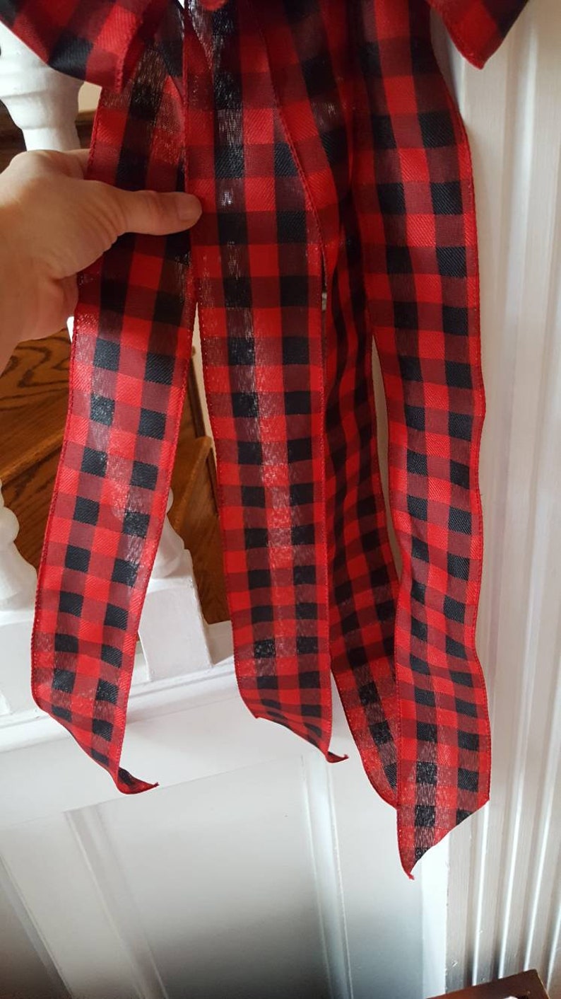 Rustic Tree Topper Bow Plaid Tree Topper Bow Farmhouse Etsy