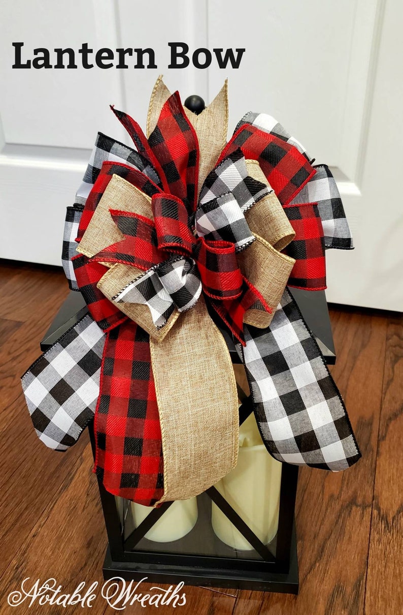 Buffalo Check Rustic Christmas Tree Topper Bow Plaid Tree Etsy