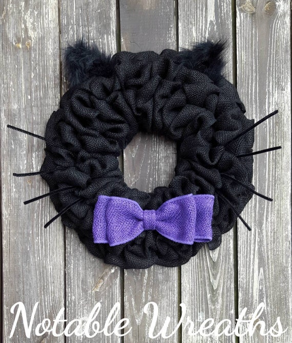 Halloween wreath black cat wreath burlap halloween wreath