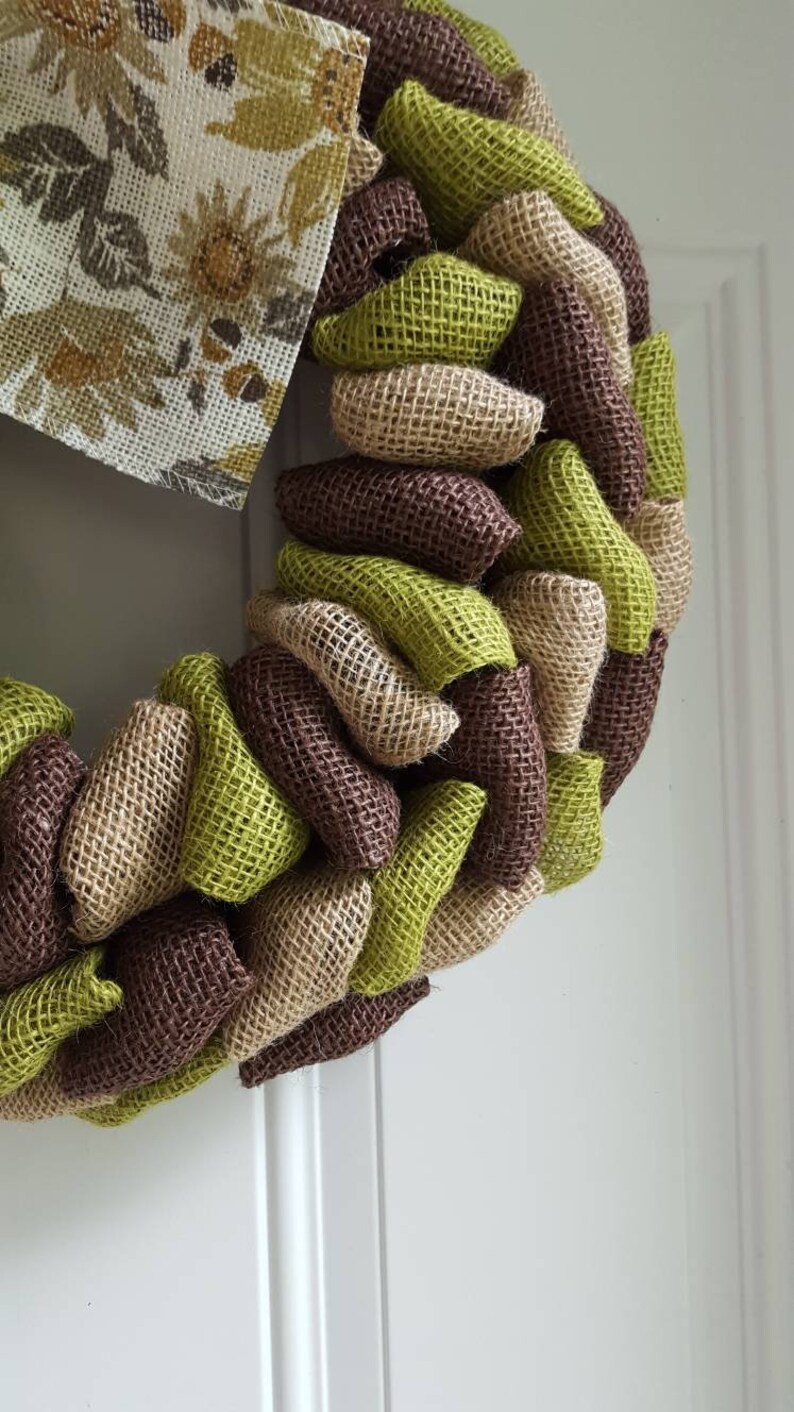 green wreath Fall wreath rustic wreath Thanksgiving wreath burlap wreath brown wreath Fall wreath for front door