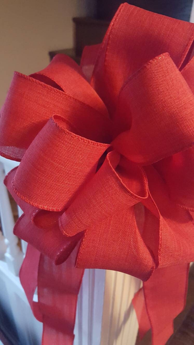 Large Red Tree Topper Bow Red Mailbox Bow Large Bow Loopy Etsy