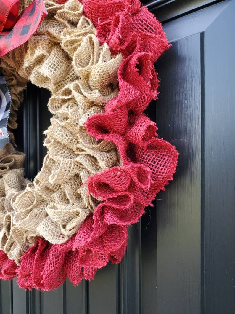 Christmas Burlap Wreath for Front Door Rustic Burlap Etsy