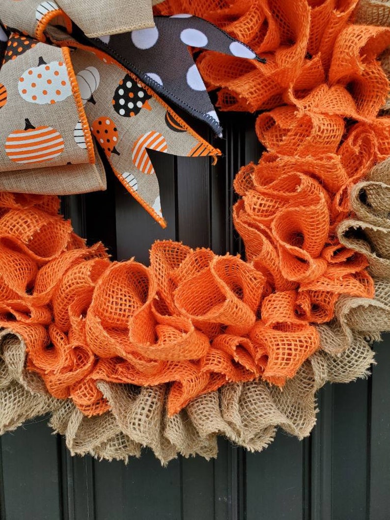 Fall Burlap Wreath for Front Door Fall Wreath Halloween Etsy