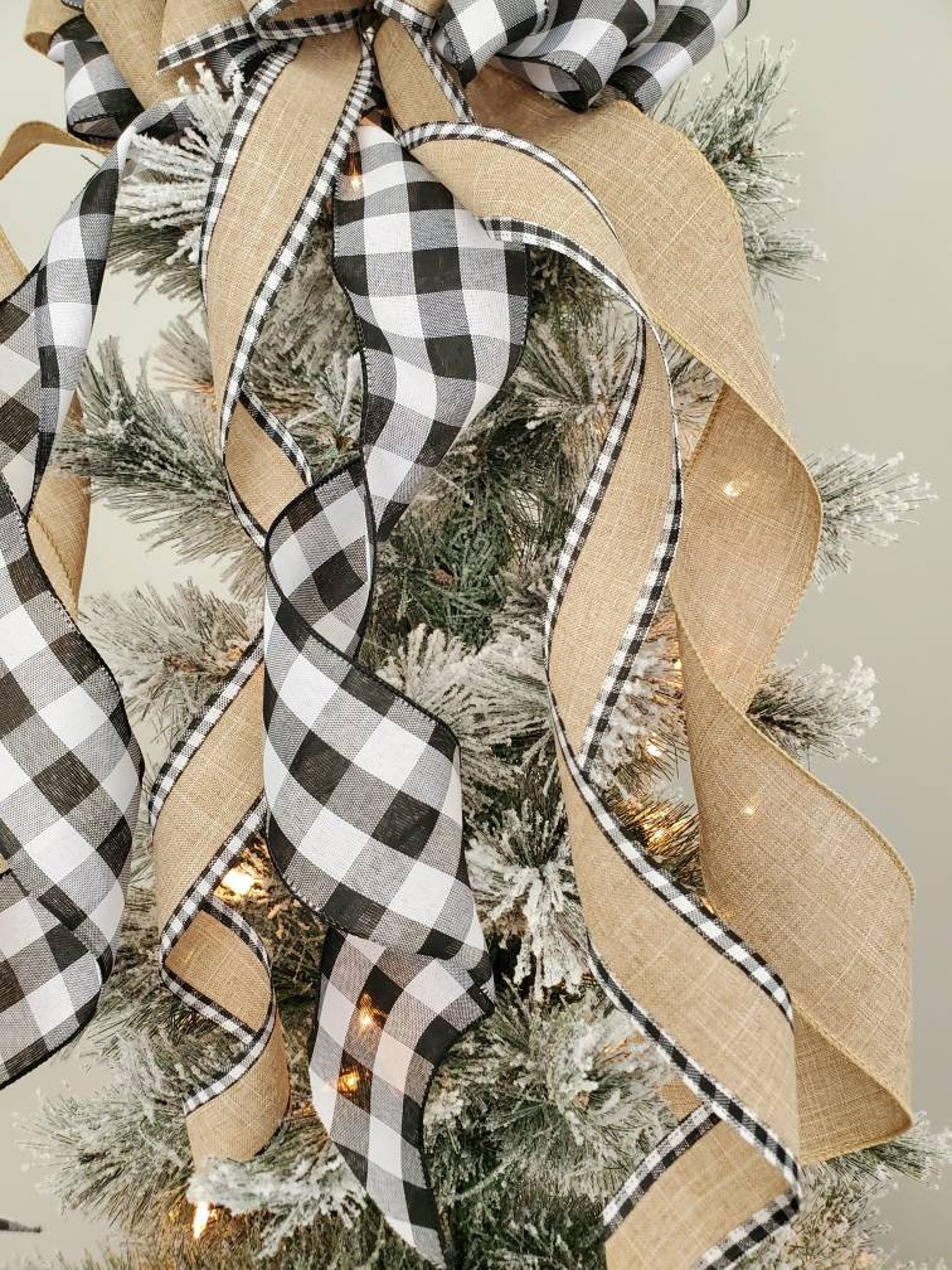 Farmhouse Christmas Tree Topper Bow Buffalo Tree Topper Bow Etsy