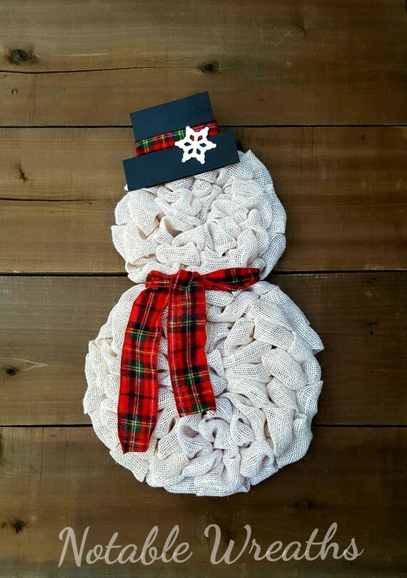 Burlap Snowman Wreath