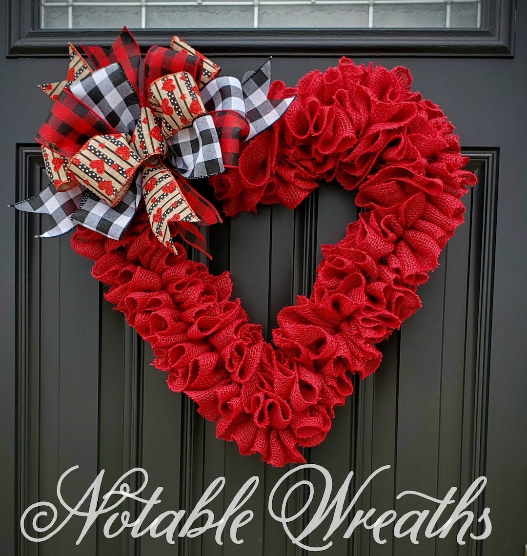 Red Heart Wreath for Valentine's Day Wreath for Front