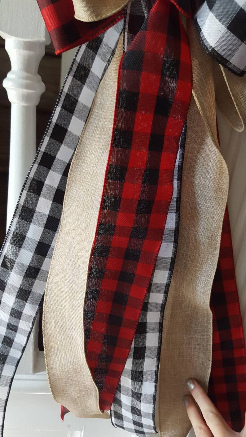 Rustic Christmas Tree Toppers Plaid Tree Topper Bows Etsy