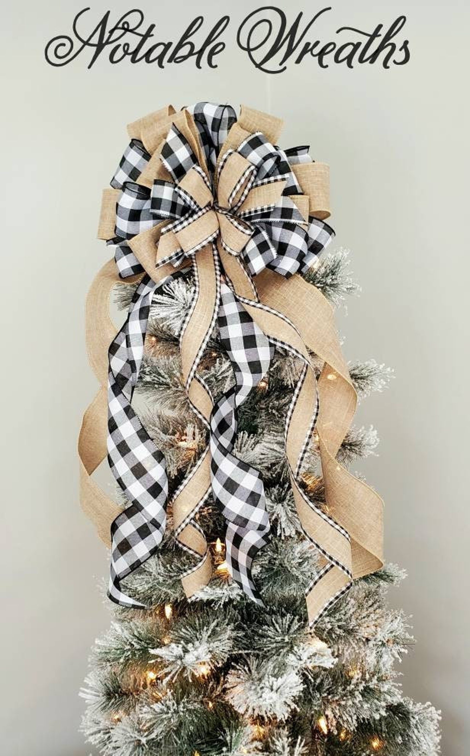 Farmhouse Christmas Tree Topper Bow Buffalo Tree Topper Bow Etsy