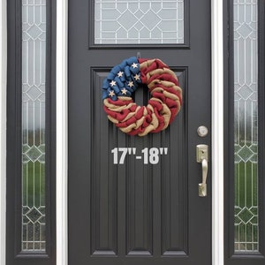 Patriotic wreath, patriotic burlap wreath, Americana wreath, primitive wreath, farmhouse wreath, military wreath, farmhouse decor, all seaso image 5