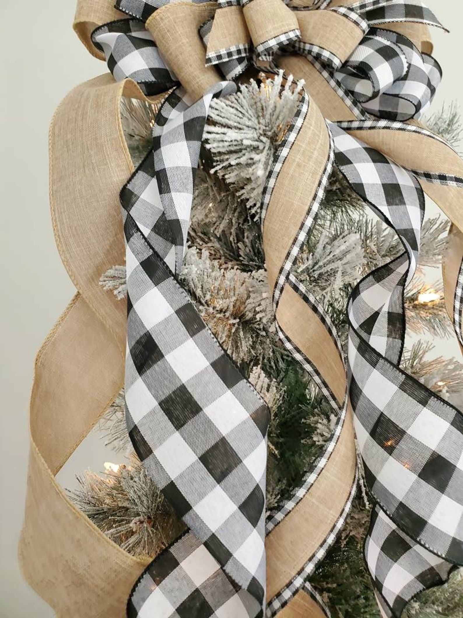 Farmhouse Christmas Tree Topper Bow Buffalo Tree Topper Bow Etsy