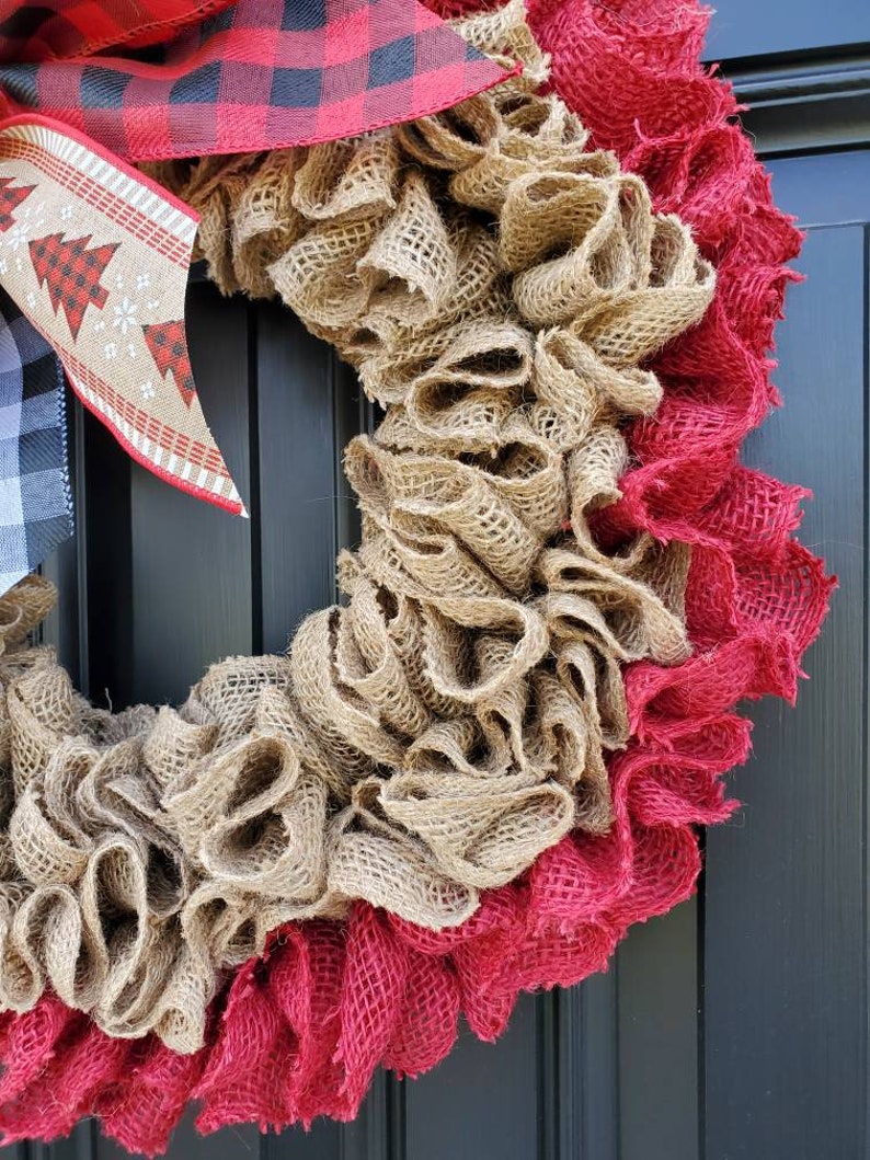 Christmas Burlap Wreath for Front Door Rustic Burlap Etsy