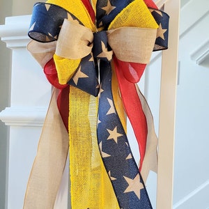 Deployment bow, Deployment ribbon, patriotic bow, yellow support our troops bow, deployment gifts