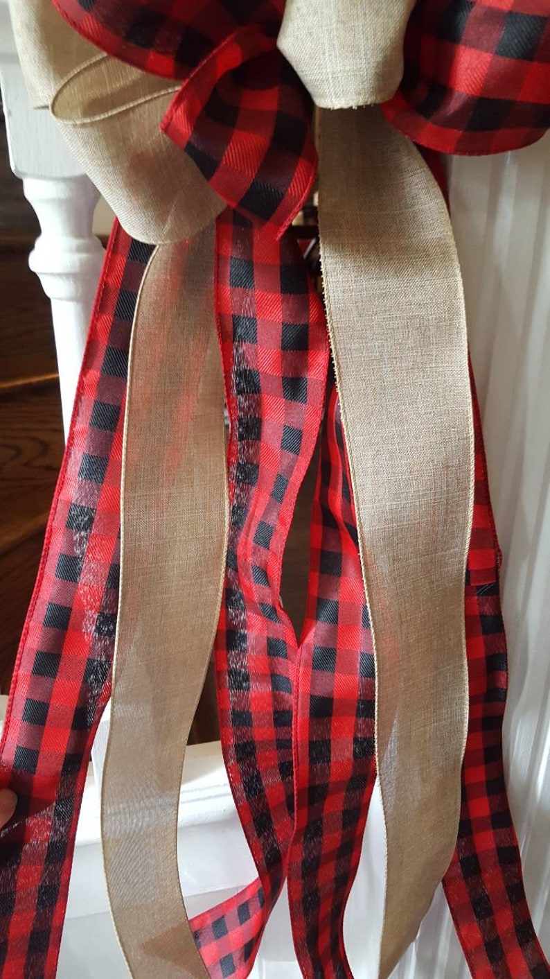 Rustic Tree Topper Bow Plaid Tree Topper Bow Farmhouse Etsy