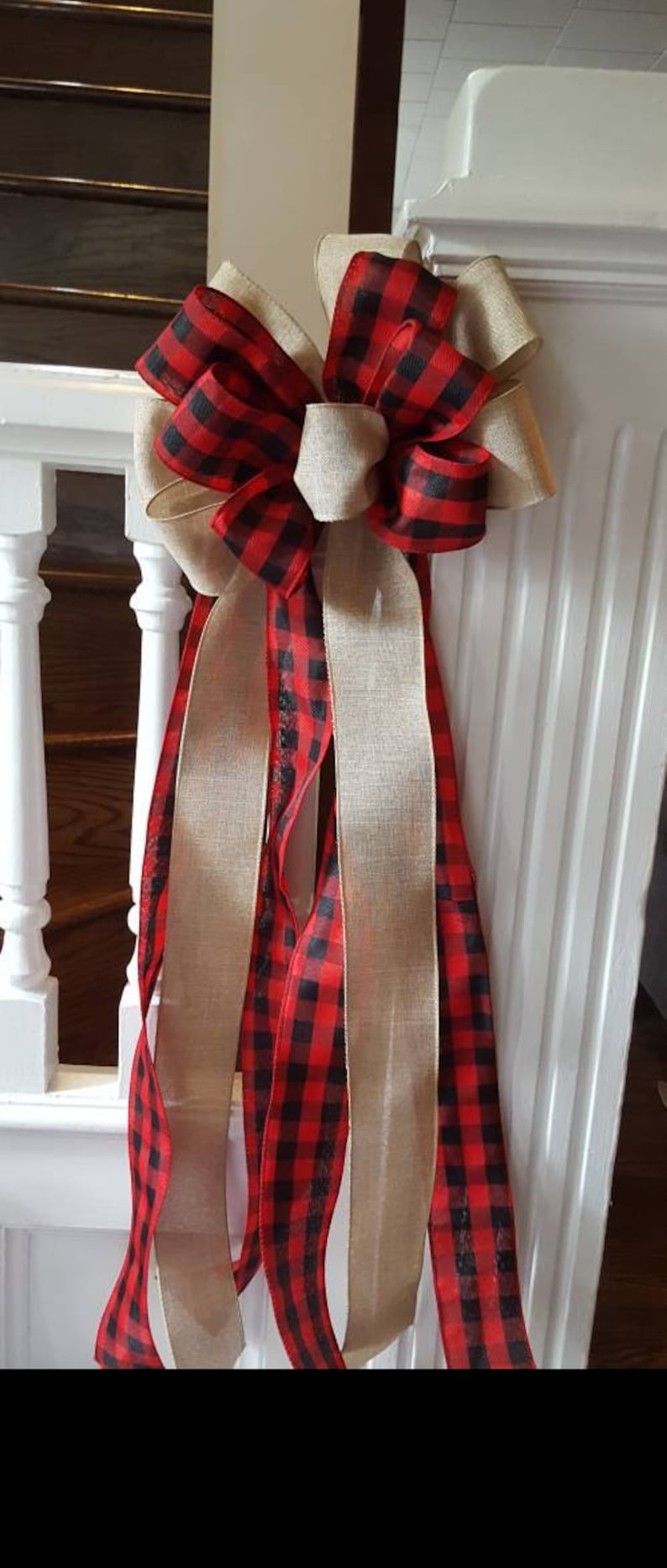 Rustic Tree Topper Bow Plaid Tree Topper Bow Farmhouse Etsy