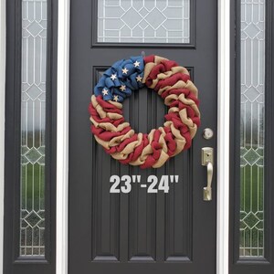 Patriotic wreath, patriotic burlap wreath, Americana wreath, primitive wreath, farmhouse wreath, military wreath, farmhouse decor, all seaso 23"- 24" in（インチ）