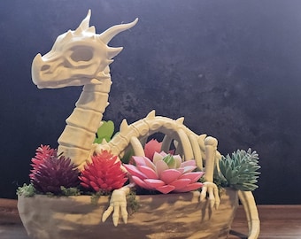 Fantasy Dragon Skeleton Planter , Succulent Plant Pot with Drain hole, Gothic Home Decor Gift for Plant Lovers