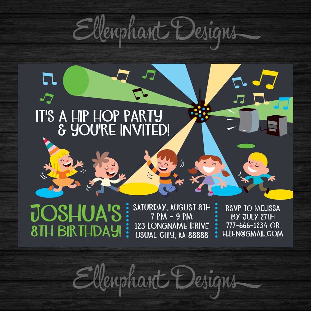 Hip HopGeburtstagsEinladung TanzParteiGeburtstag Etsy