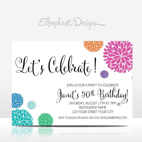 YOU PRINT Personalised Watercolour watercolor birthday invitations 21s DIGITAL 