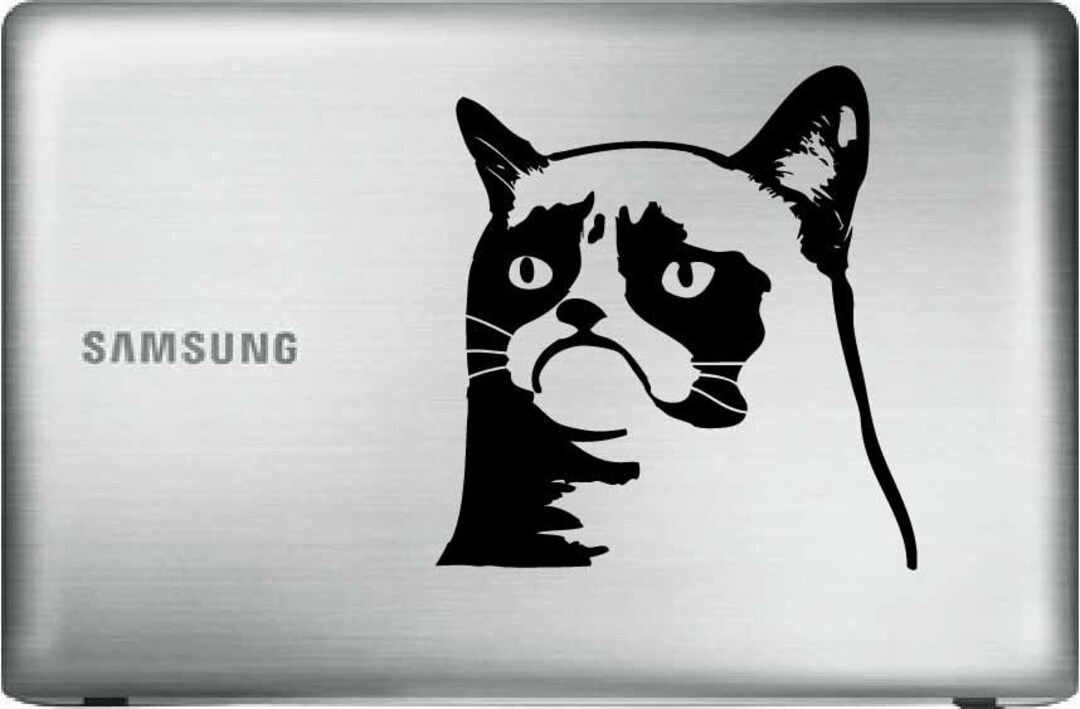 Grumpy Cute Cat Vinyl Decal Sticker for Car Window Laptop Notebook Etc ...