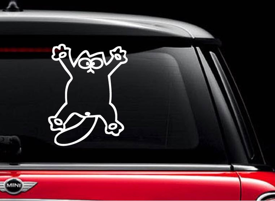 Funny cat Vinyl Decal Sticker for Car Automobile Window Wall Etsy