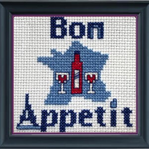 Bon Appetit French Cross-Stitch Pattern, Eiffel Tower, Europe, Paris, France, Celebration, Toast to Friends and Family, PDF Download