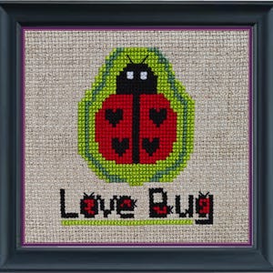 Love Bug Cross-Stitch Pattern: Ladybug Hearts (PDF Download)