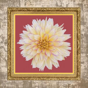 Pink Champagne Full Bloom Flower, Cross Stitch Pattern Download, Photo Conversion Using 63 Colorful DMC Threads, Spring & Summer Come Alive