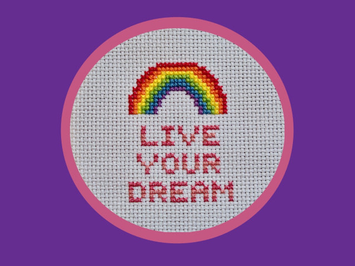 Motivational Rainbow Crossstitch Pattern Positive Quote Etsy
