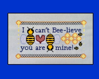 Bee-utiful Cross-Stitch Pattern! Bees in Love, Found Each Other, Honeycomb, Hive, Perfect Gift, PDF Download