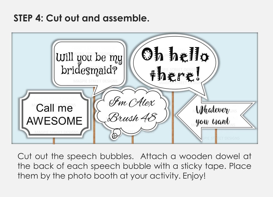Blank DIY White Photo Booth Props / Custom Speech Bubbles / Wedding Shower Anniversary Party ...