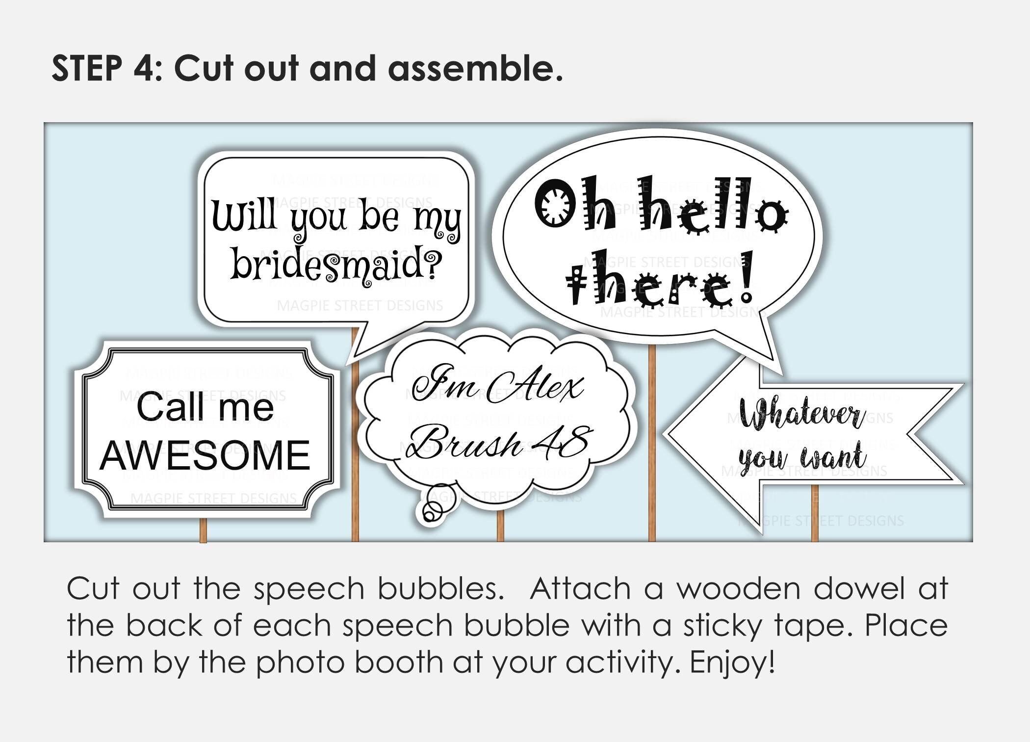 Blank DIY White Photo Booth Props / Custom Speech Bubbles / Wedding ...