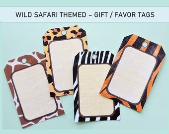 African Safari Party Favor Tags / Jungle Adventure Wildlife Printable Gift Tags / Wild Animals DIY Decors / PDF Digital Instant Download