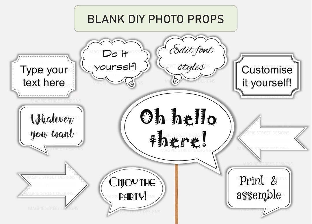 Blank DIY White Photo Booth Props / Custom Speech Bubbles / Wedding ...