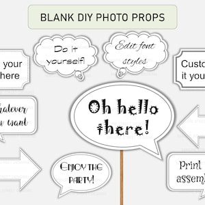 Blank DIY White Photo Booth Props / Custom Speech Bubbles / Wedding Shower Anniversary Party / Printable Party Decors Instant Download PDF