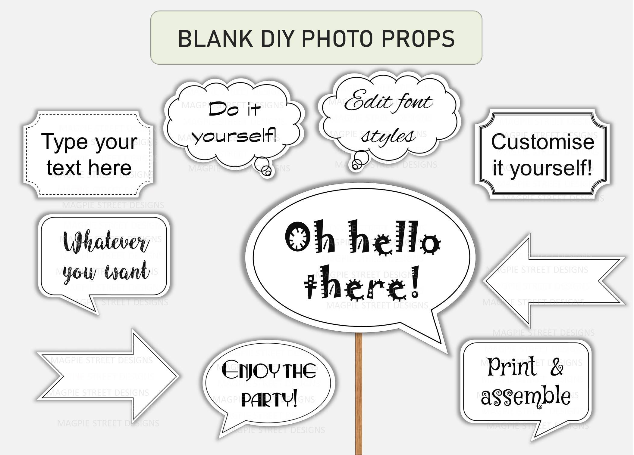 Blank DIY White Photo Booth Props / Custom Speech Bubbles / Wedding ...