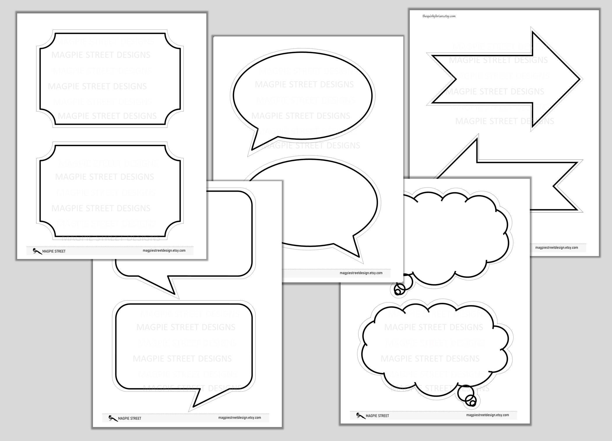 Blank DIY White Photo Booth Props / Custom Speech Bubbles / Wedding Shower Anniversary Party ...