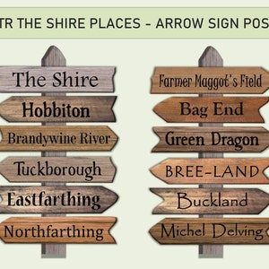 Shire Theme Decors / Photo Booth Props / Printable Wooden Arrow Signs / Party Decors / PDF Digital / Instant Download