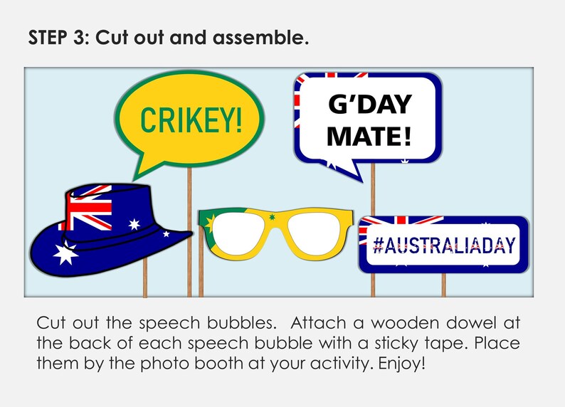Australia Day Photo Props / Australian Straya Day Photo Booth Props
