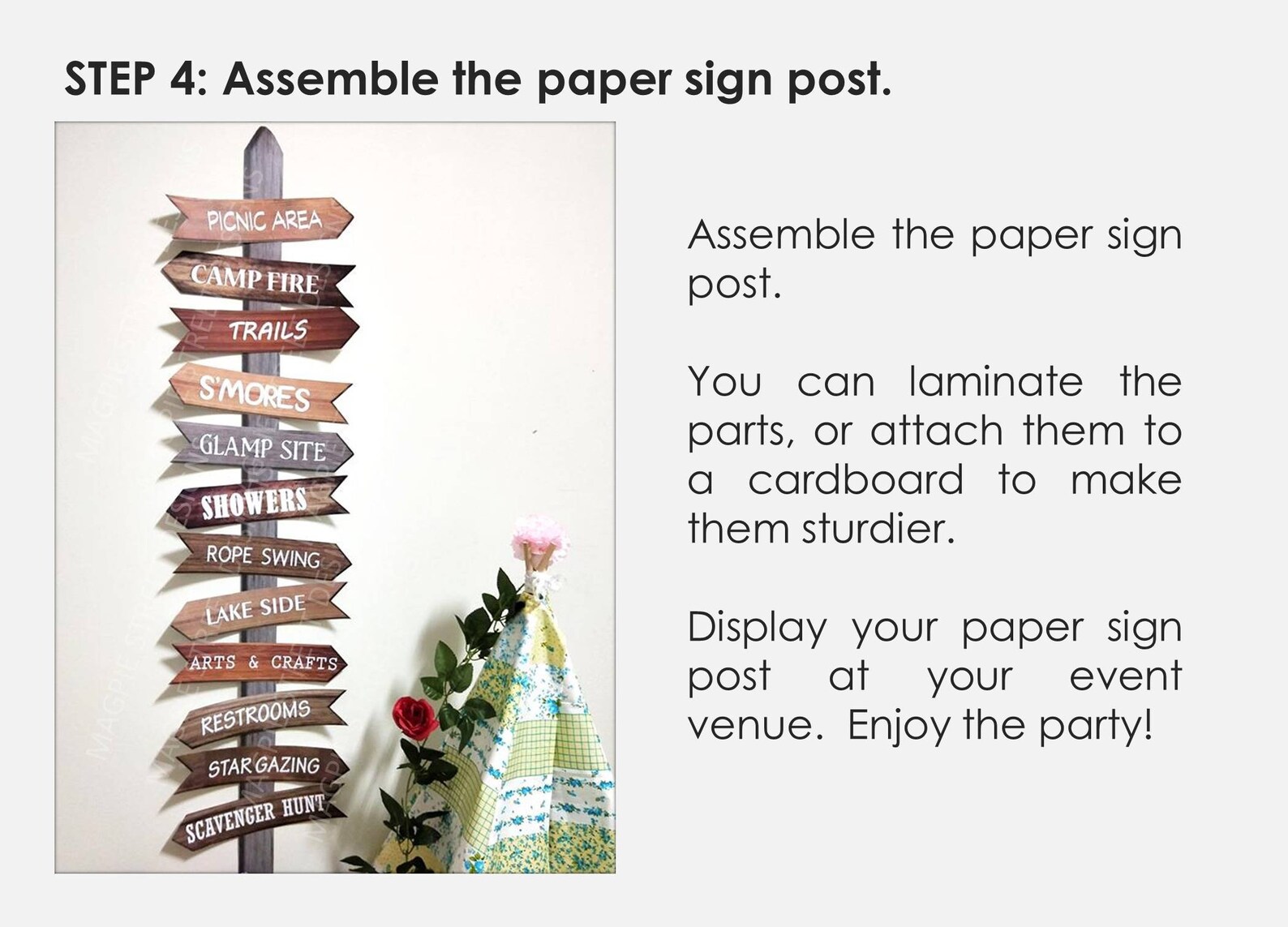Printable Wooden Arrow Signs / Glamping Party Theme / Glam Festival Camping / PDF Digital ...