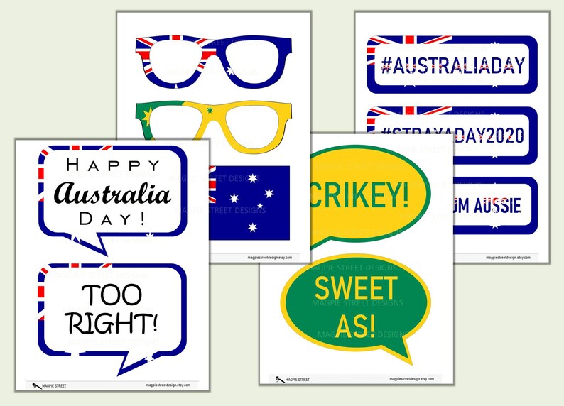 Australia Day Photo Props / Australian Straya Day Photo Booth Etsy